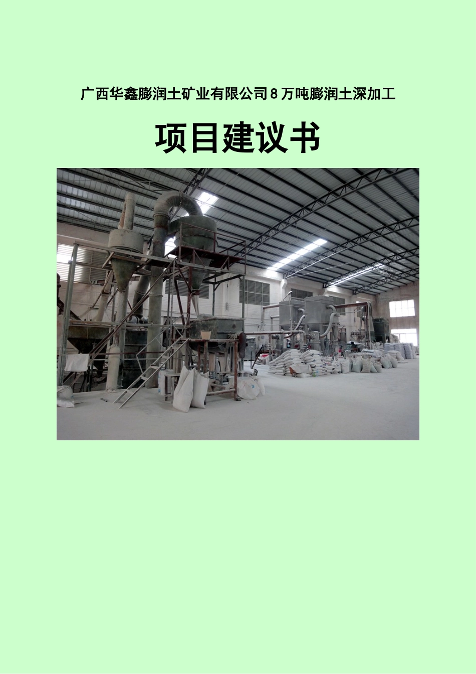 华鑫膨润土矿业有限公司8万吨活性白土深加工项目申请报告_第1页