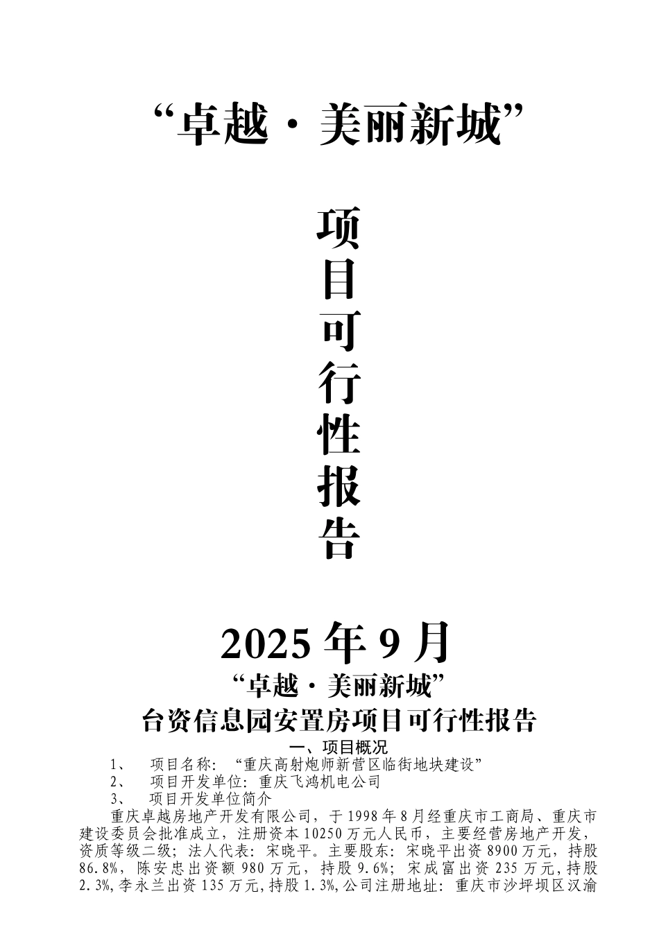 卓越美丽新城项目可行性研究报告_第2页