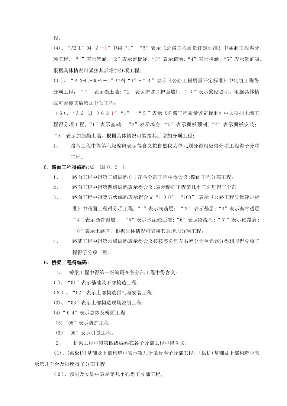 单位、分部、分项工程划分表编码规则_第3页