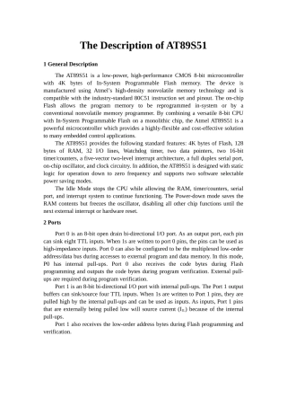 单片机-外文翻译-英文文献-中英版-at89s51概述大学毕设论文