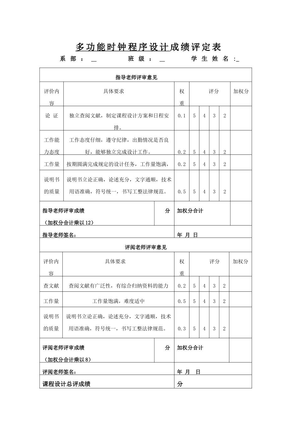 单片机多功能时钟程序设计-毕业设计_第3页
