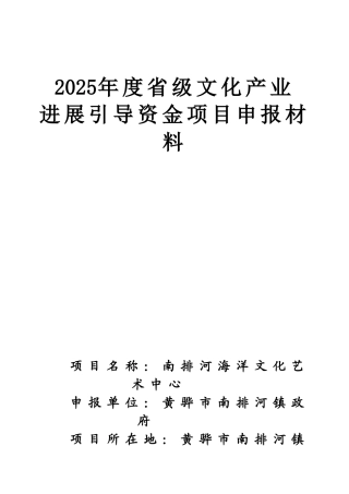 南排河海洋文化艺术中心发展资金申请报告