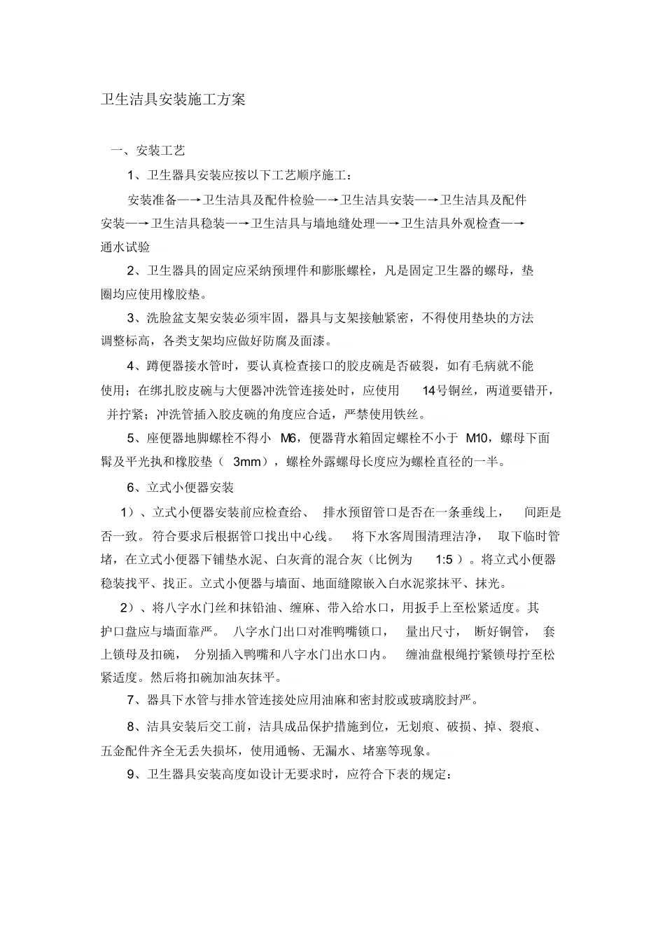 卫生洁具安装施工工艺_第1页