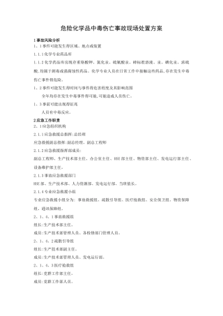 危险化学品中毒伤亡事故处置方案