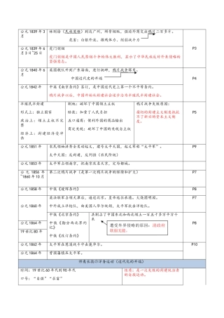 历史八年级人教版中国近代史时间表