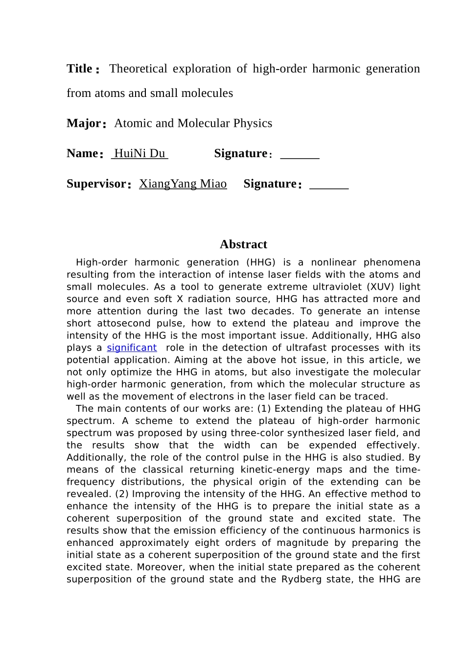 原子和小分子体系高次谐波产生的理论研究本科论文_第3页