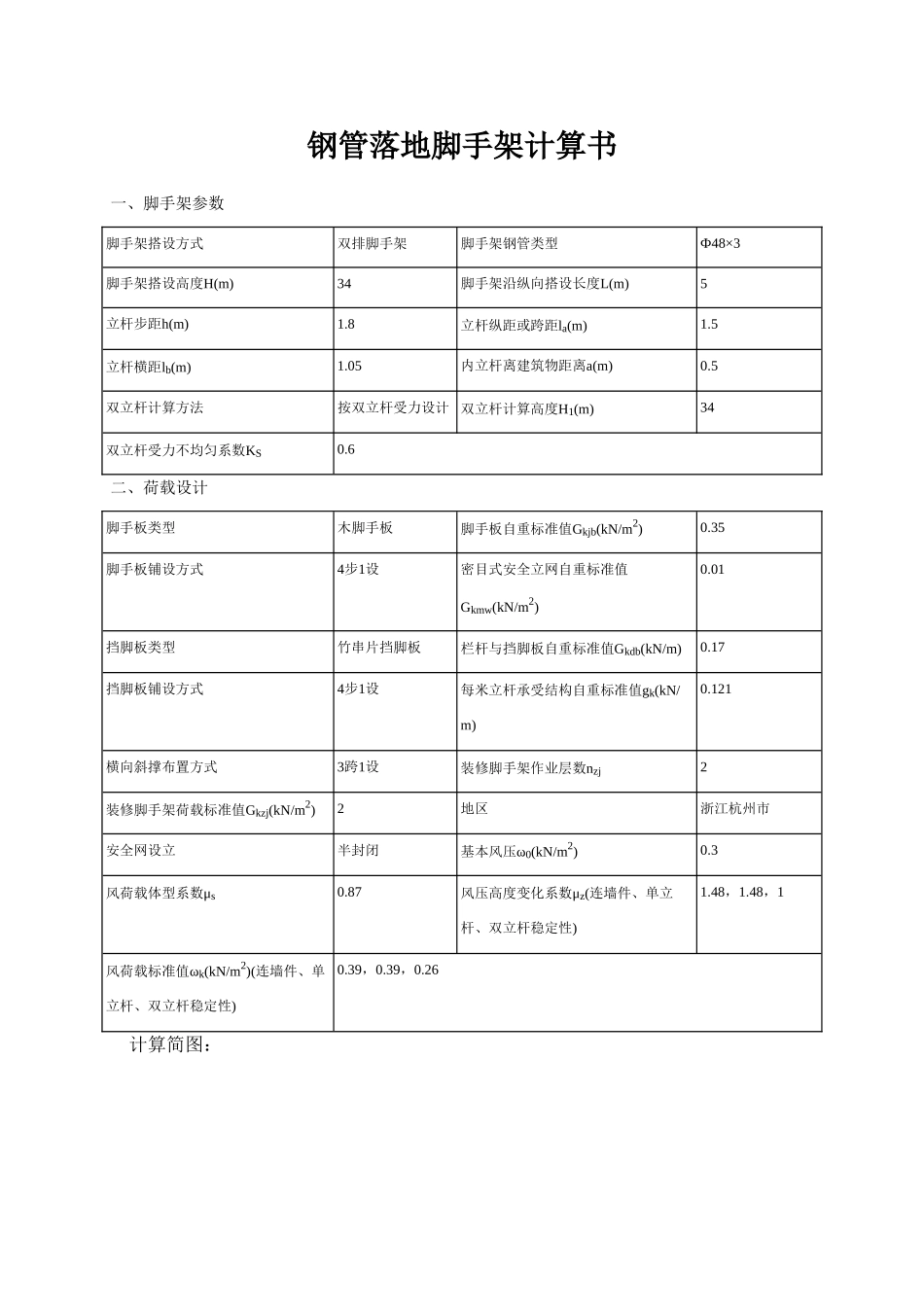 双立杆钢管落地脚手架计算书范本_第1页