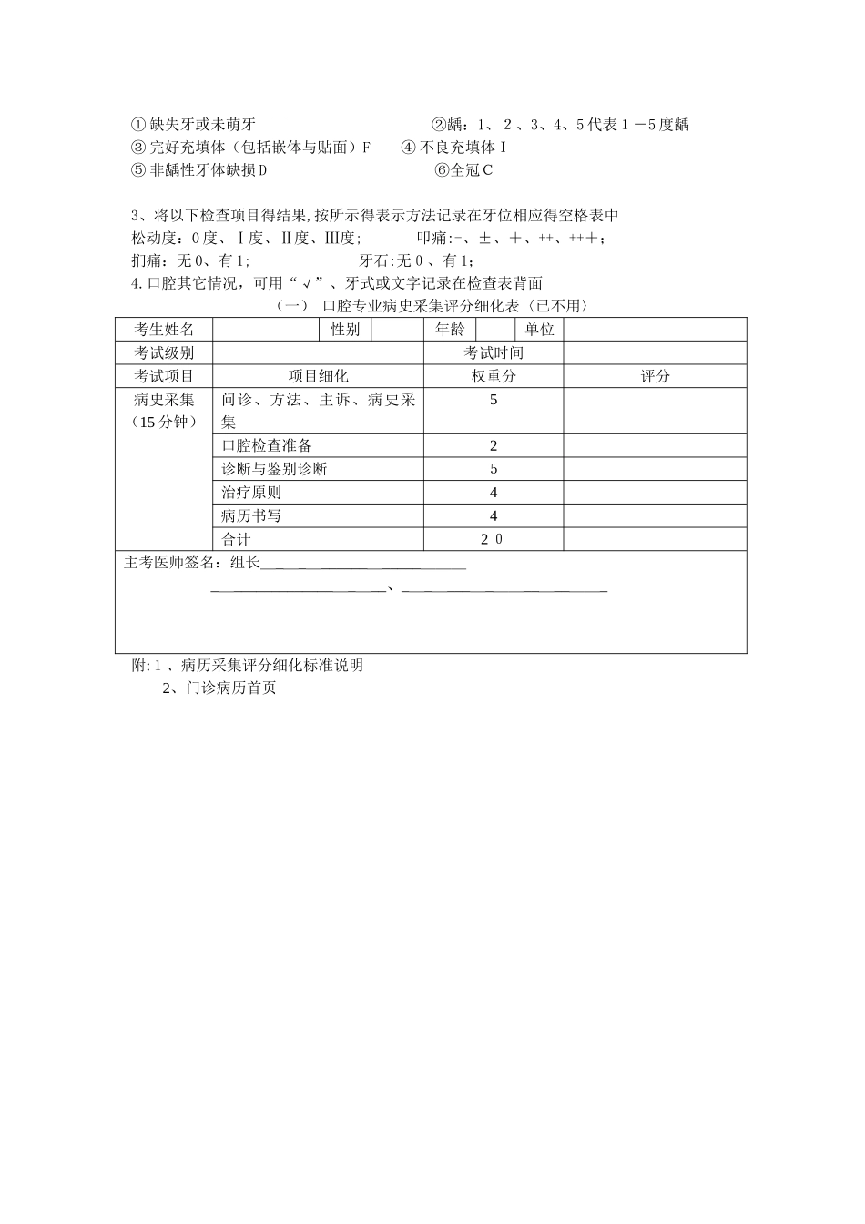 口腔执业医师实践技能考试评分标准细化表_第2页