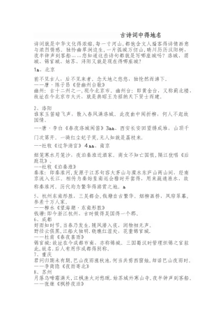 古诗词中的地名