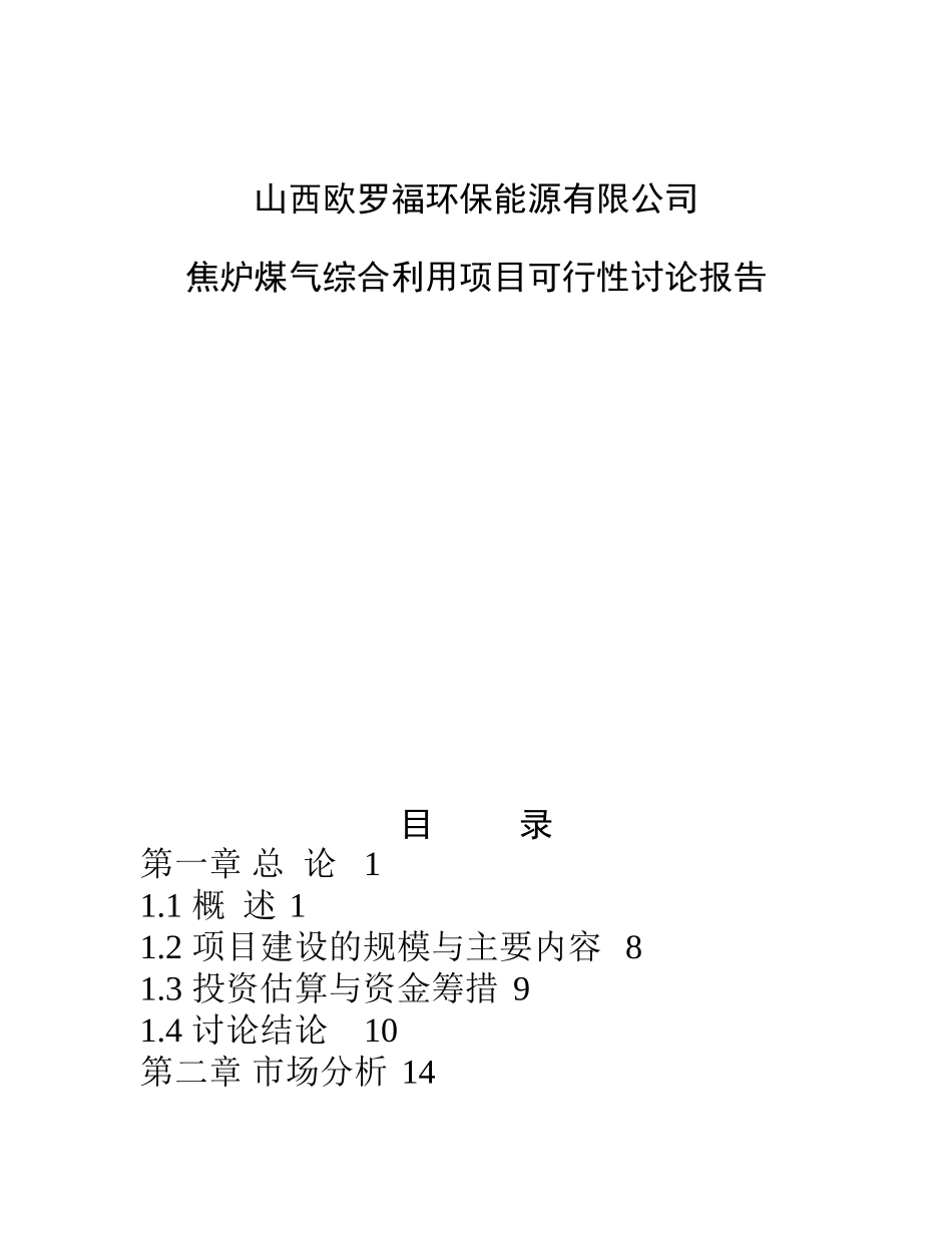 司焦炉煤气利用项目可行性研究报告_第2页
