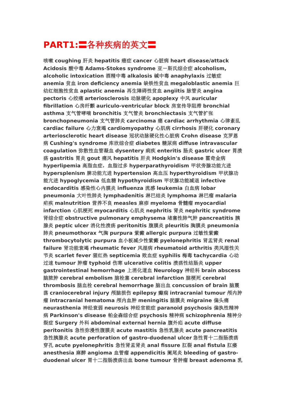 各种疾病的英文_第1页