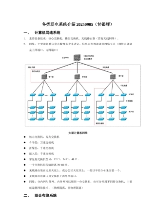 各类弱电系统介绍 学习笔记