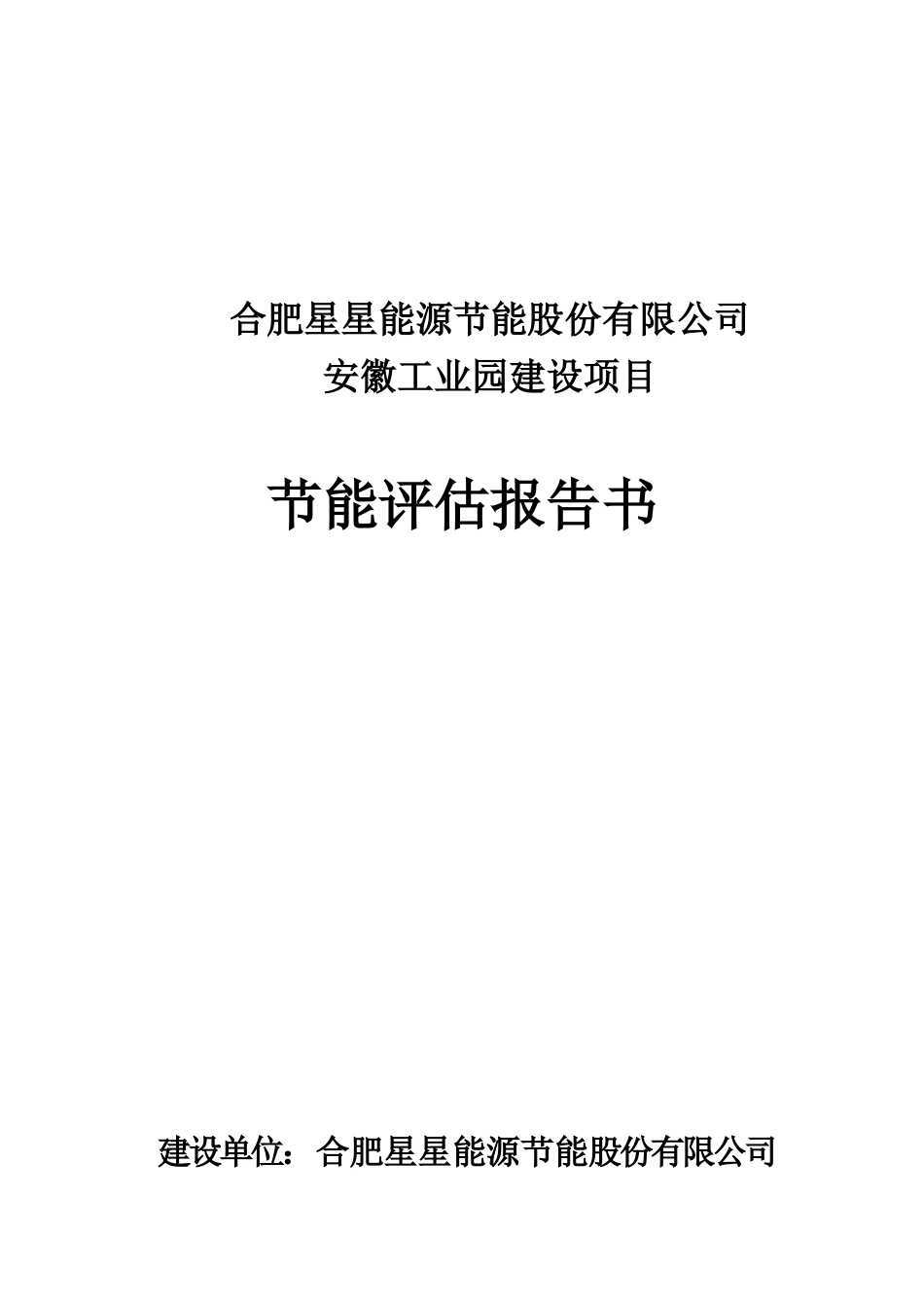 合肥星星能源节能股份有限公司安徽工业园区建设项目节能评估报告书_第2页