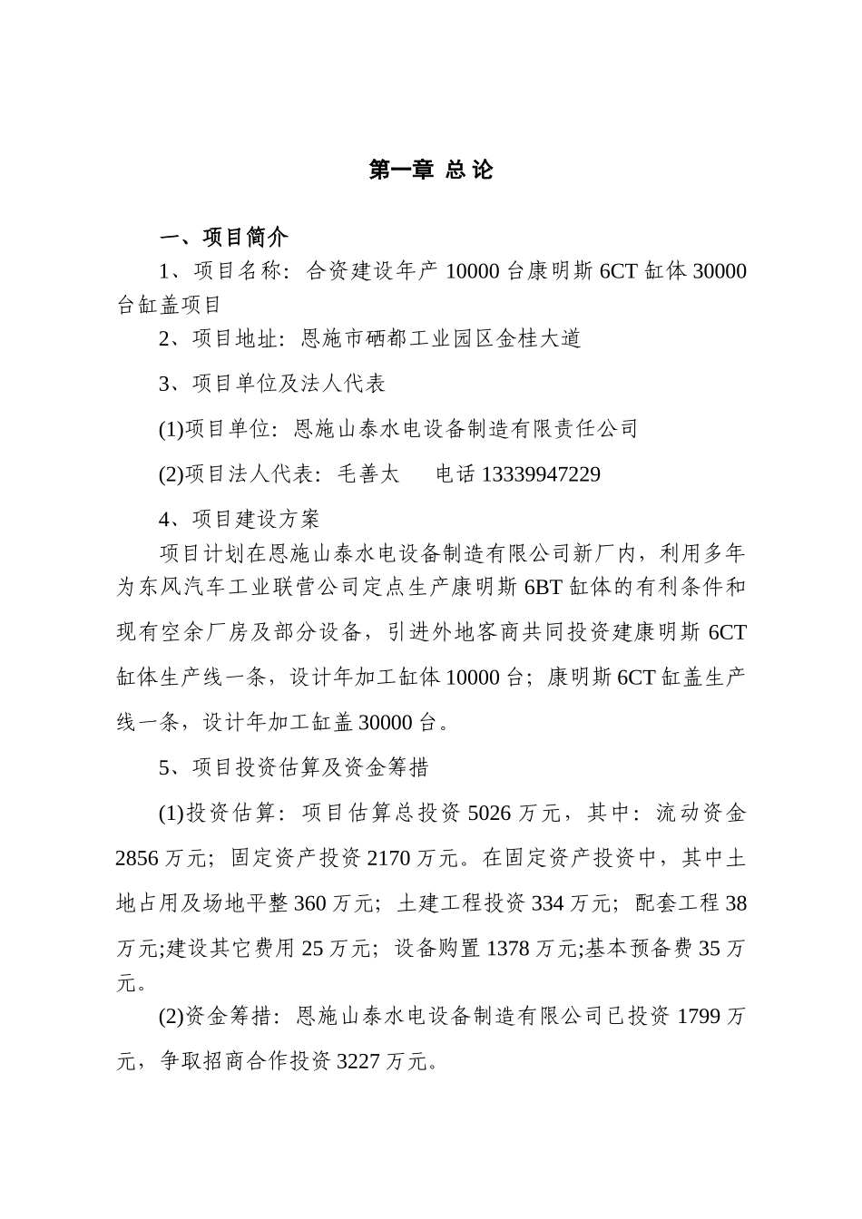 合资建设年产10000台康明斯6CT缸体30000台缸盖项目可行性研究报告_第2页
