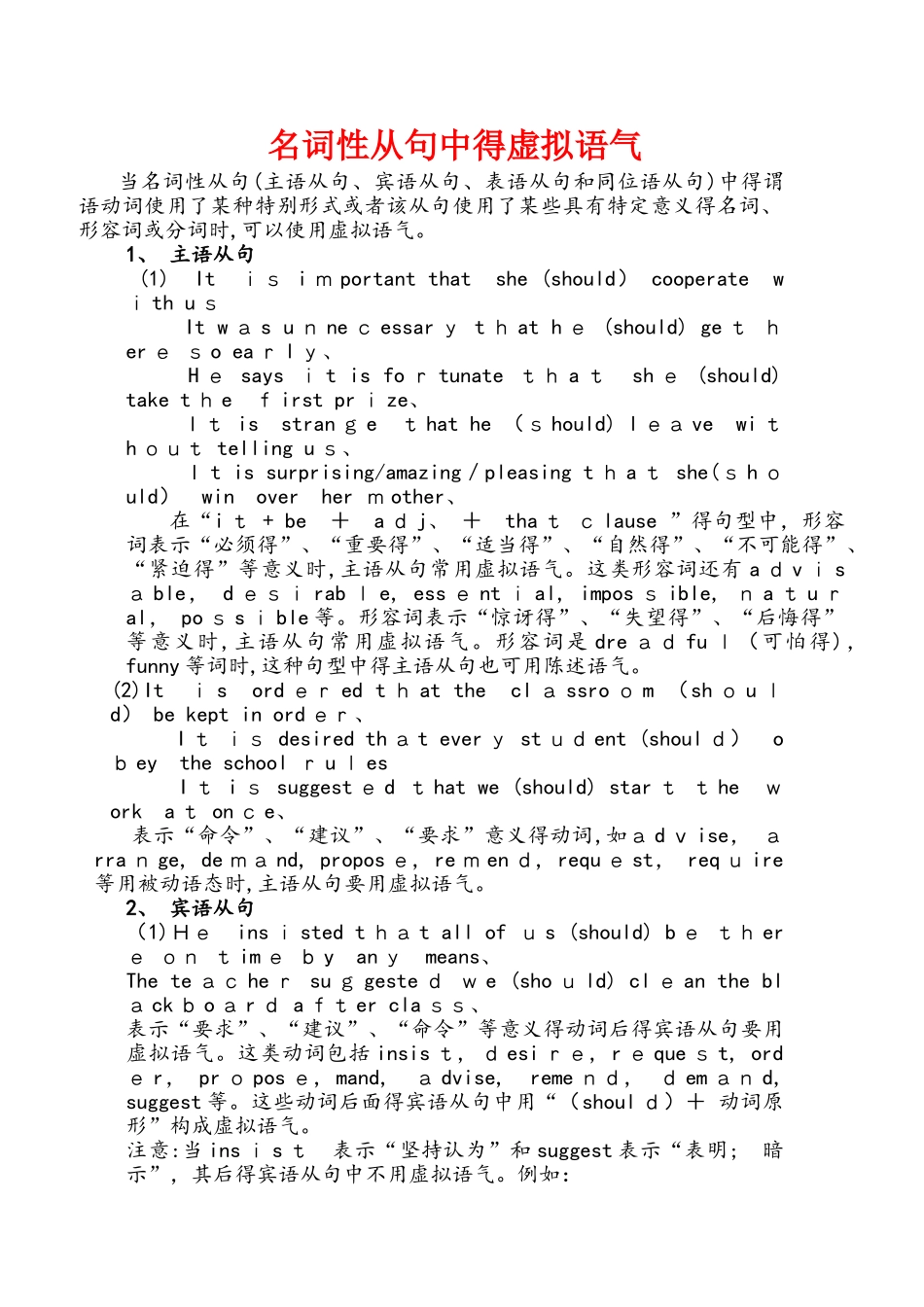 名词性从句中的虚拟语气的用法解析_第1页