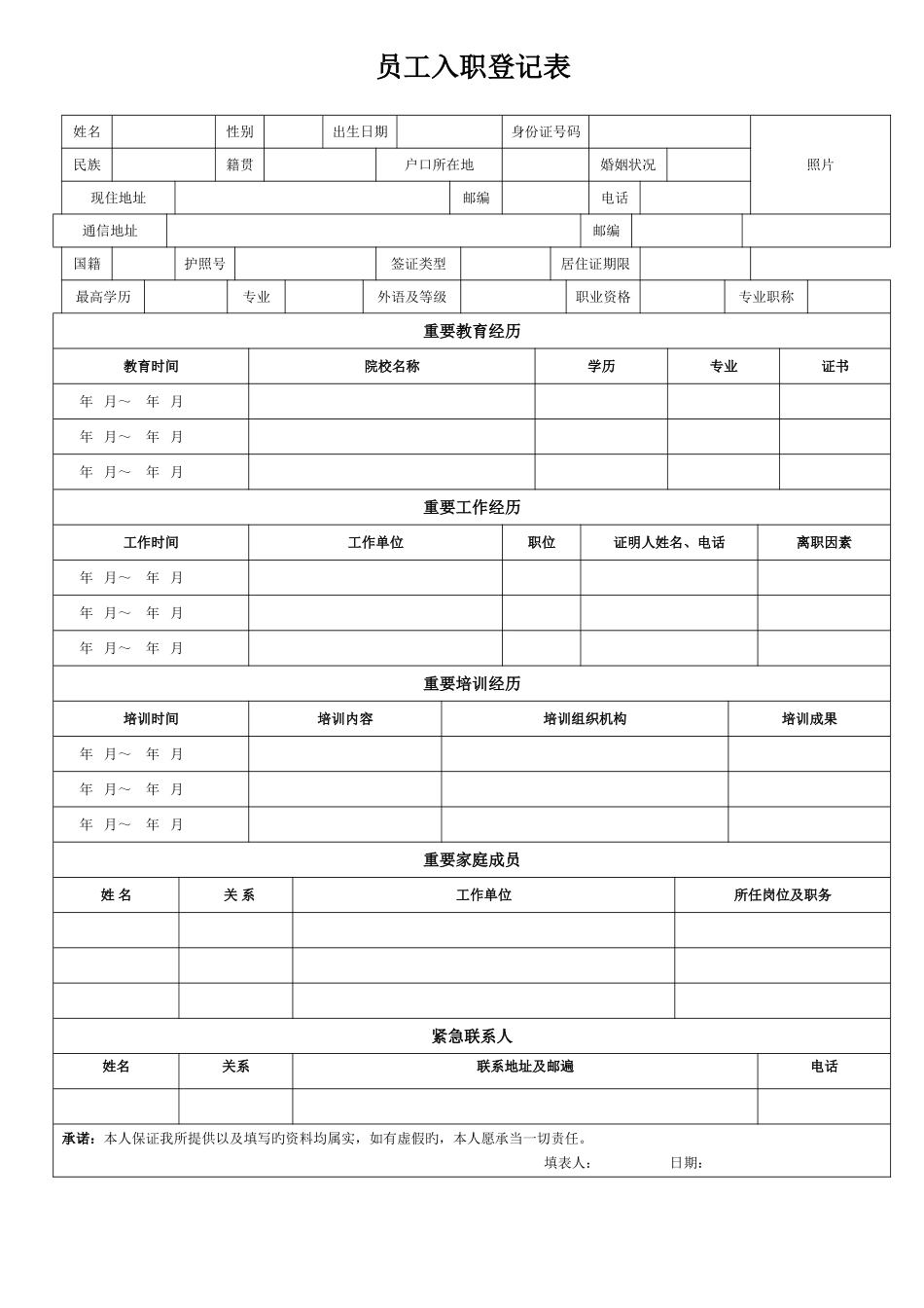 员工入职登记表超级详细内附案例_第1页