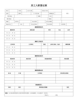 员工入职登记表超级详细内附案例