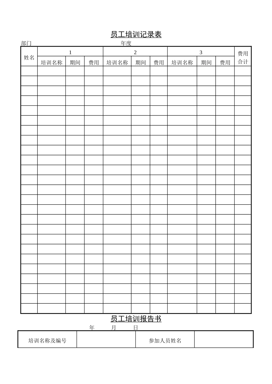 员工培训记录表_第1页