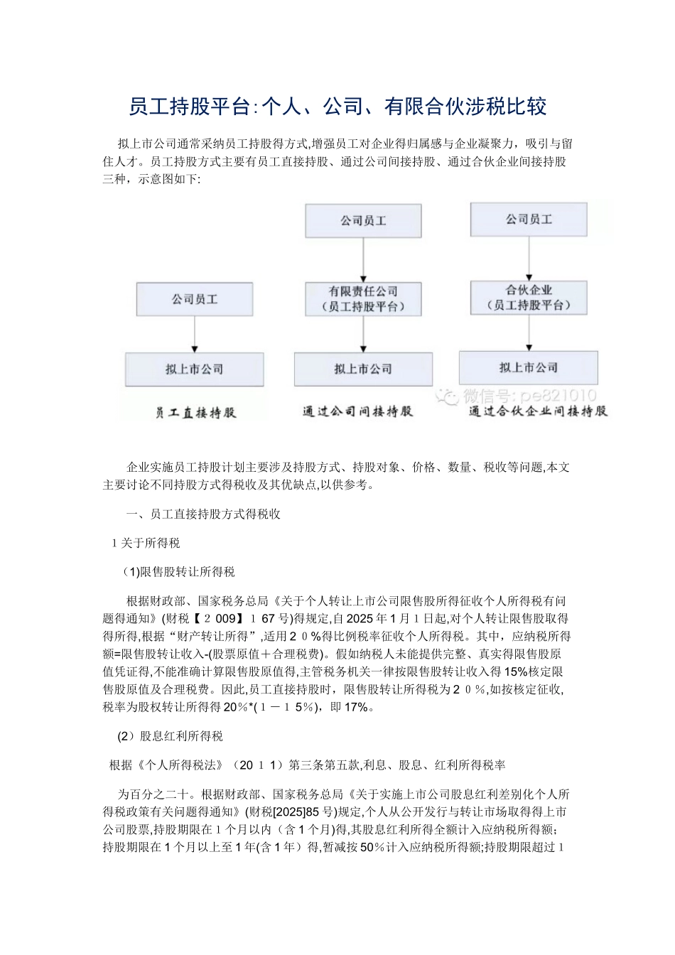 员工持股平台涉税分析_第1页