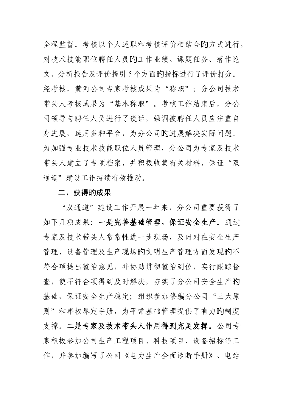 员工职业发展双通道建设工作总结_第3页