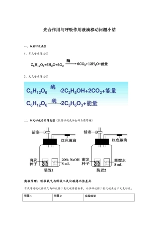 呼吸与光合液滴移动问题知识点总结