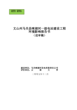 咪湖河一级电站报告