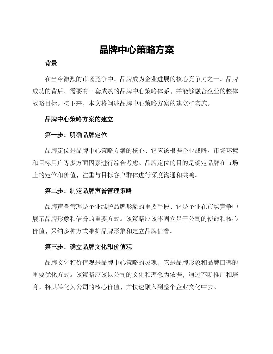 品牌中心策略方案_第1页