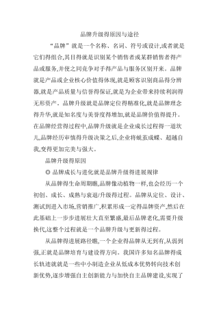 品牌升级的原因与途径
