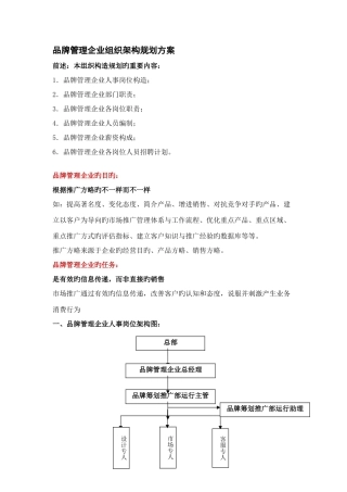 品牌公司组织架构规划方案