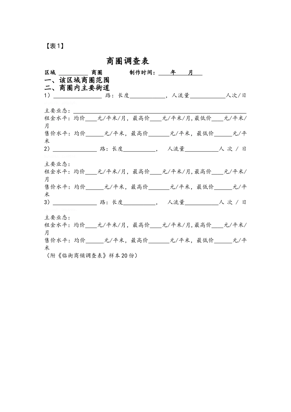 商业零售市场调研表格_第1页
