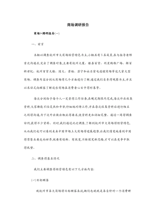 商场调研报告