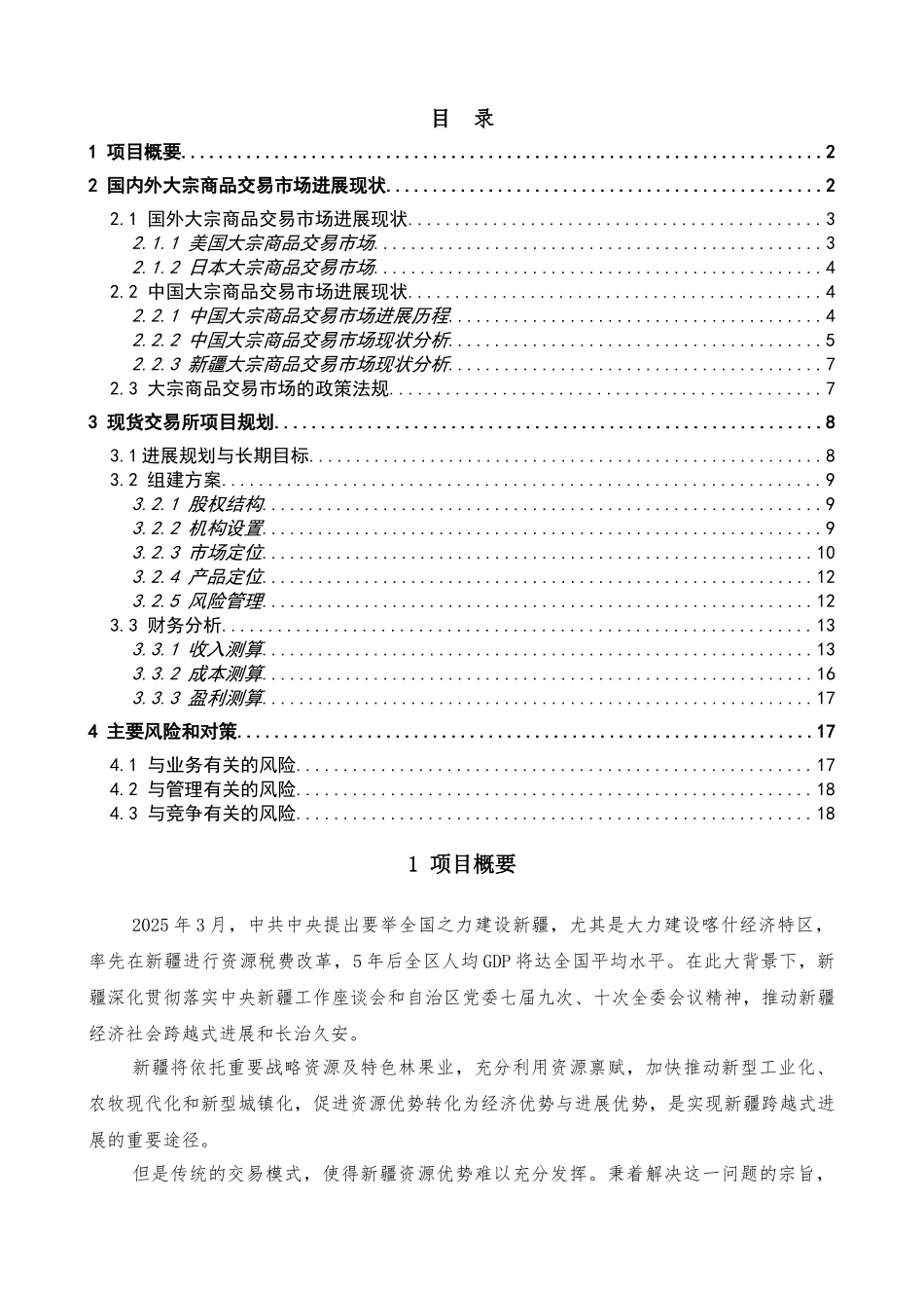 喀什现货交易市场项目申报投资立项申请材料_第1页