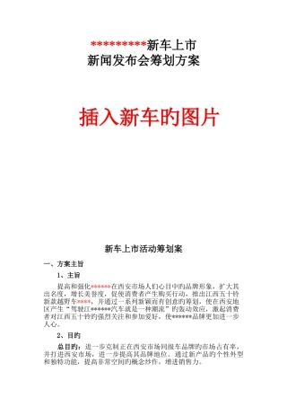 四S店新车上市策划方案模板-范文