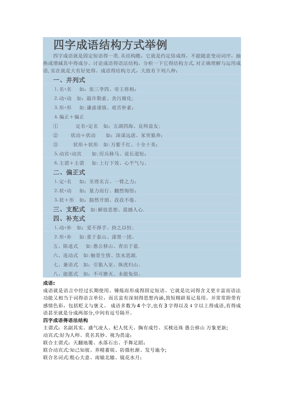 四字成语结构方式举例_第1页