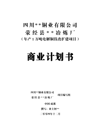 四川电解铜项目可行性研究报告