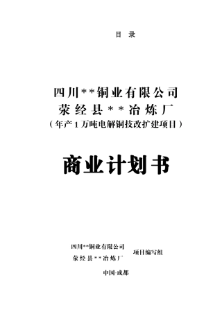 四川电解铜项目投资可研报告计划书