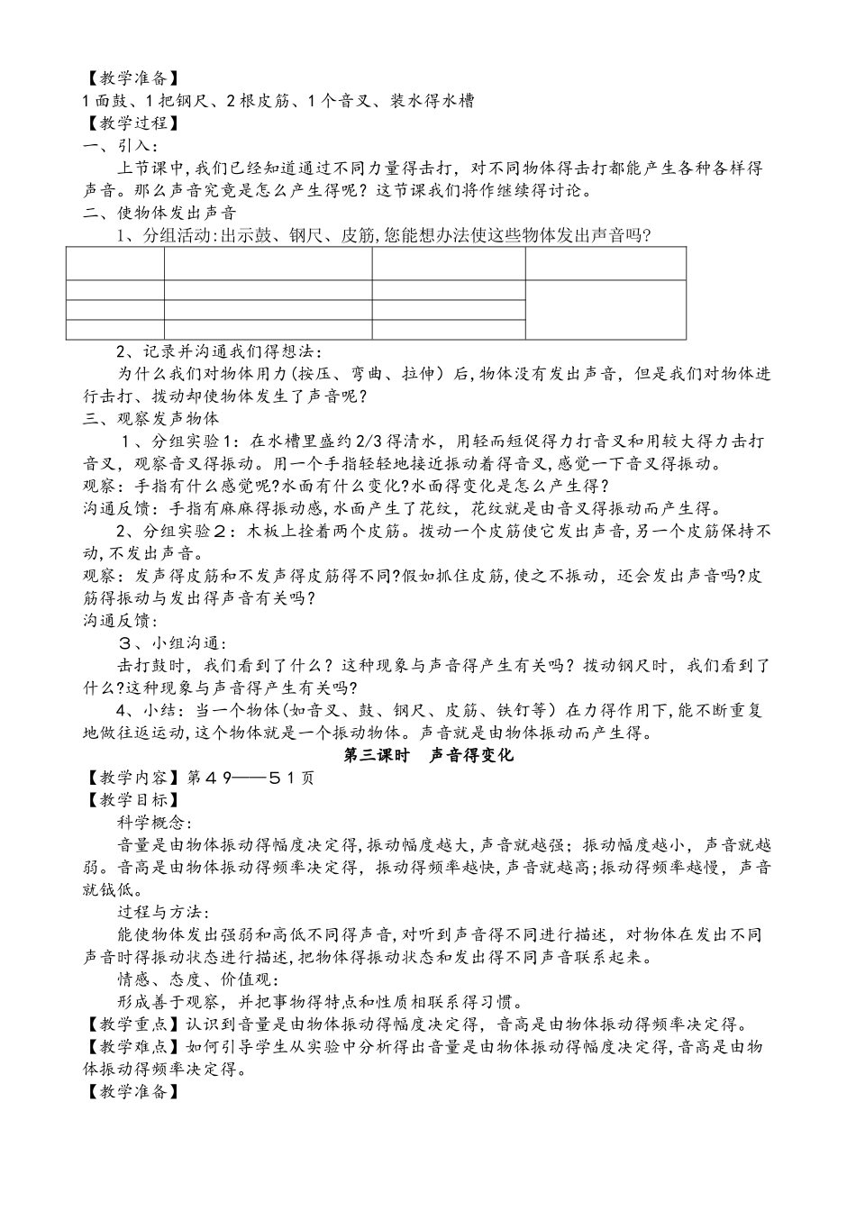四年级上册科学教案3.1 听听声音  教科版_第2页