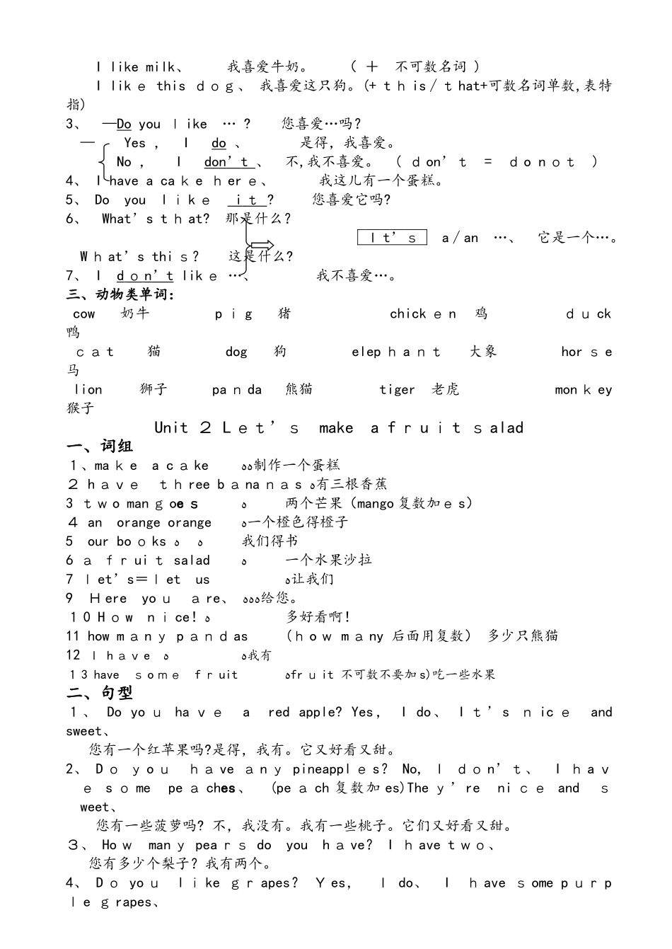 四年级上册英语素材知识归纳 牛津译林版_第3页