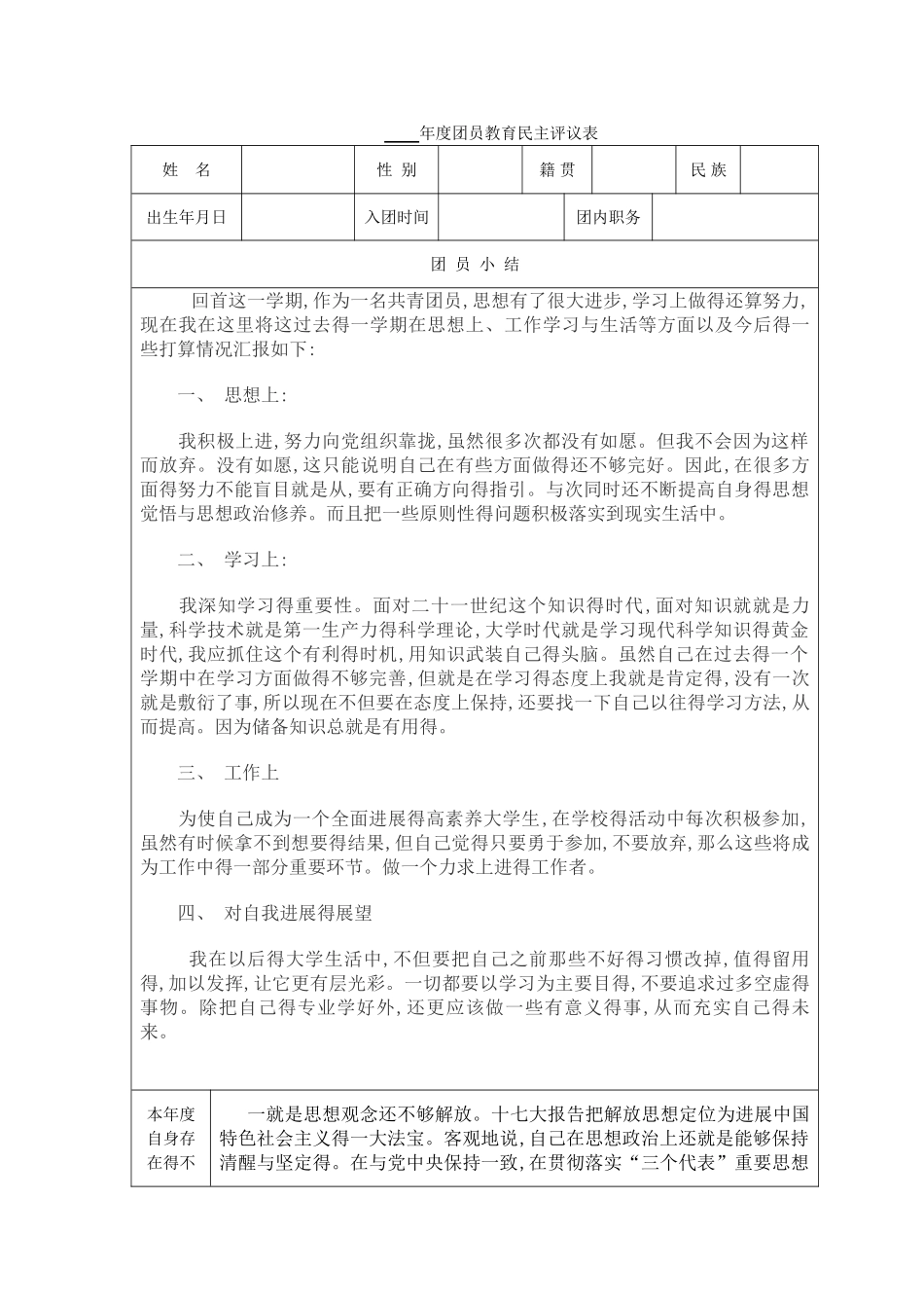 团员教育评议表_第2页