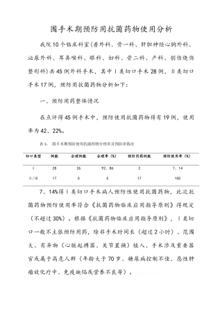 围手术期抗菌药物使用分析报告