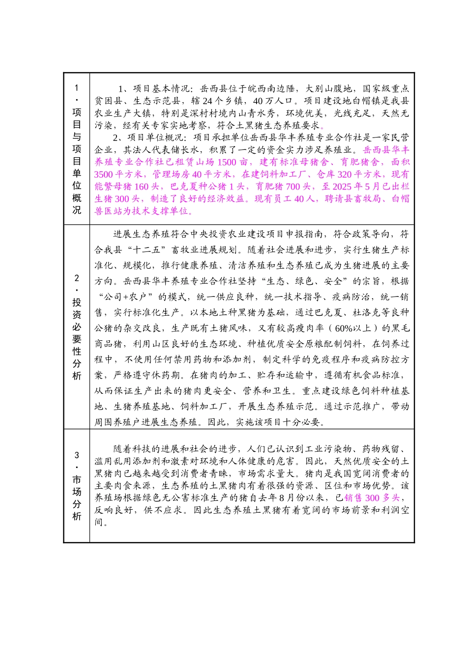 土黑猪养殖科技示范推广建设项目农业产业化专项资金申请报告_第3页