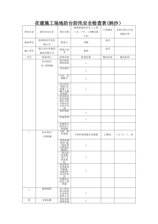 在建工地防台防汛安全检查表