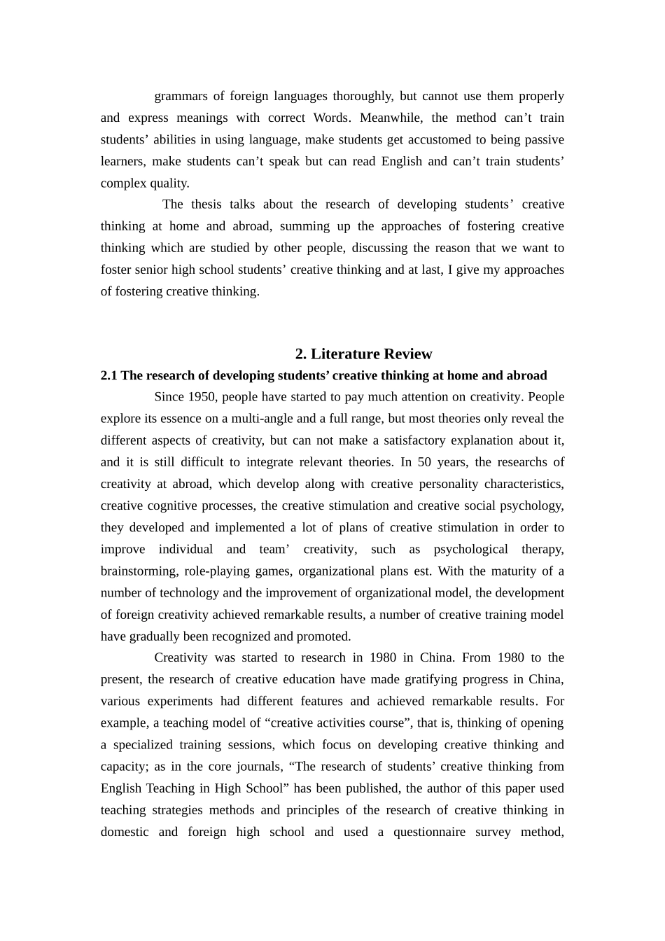 在英语教学中如何培养高中生的创造性思维学位论文_第1页