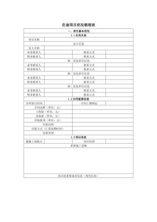 在途项目梳理表