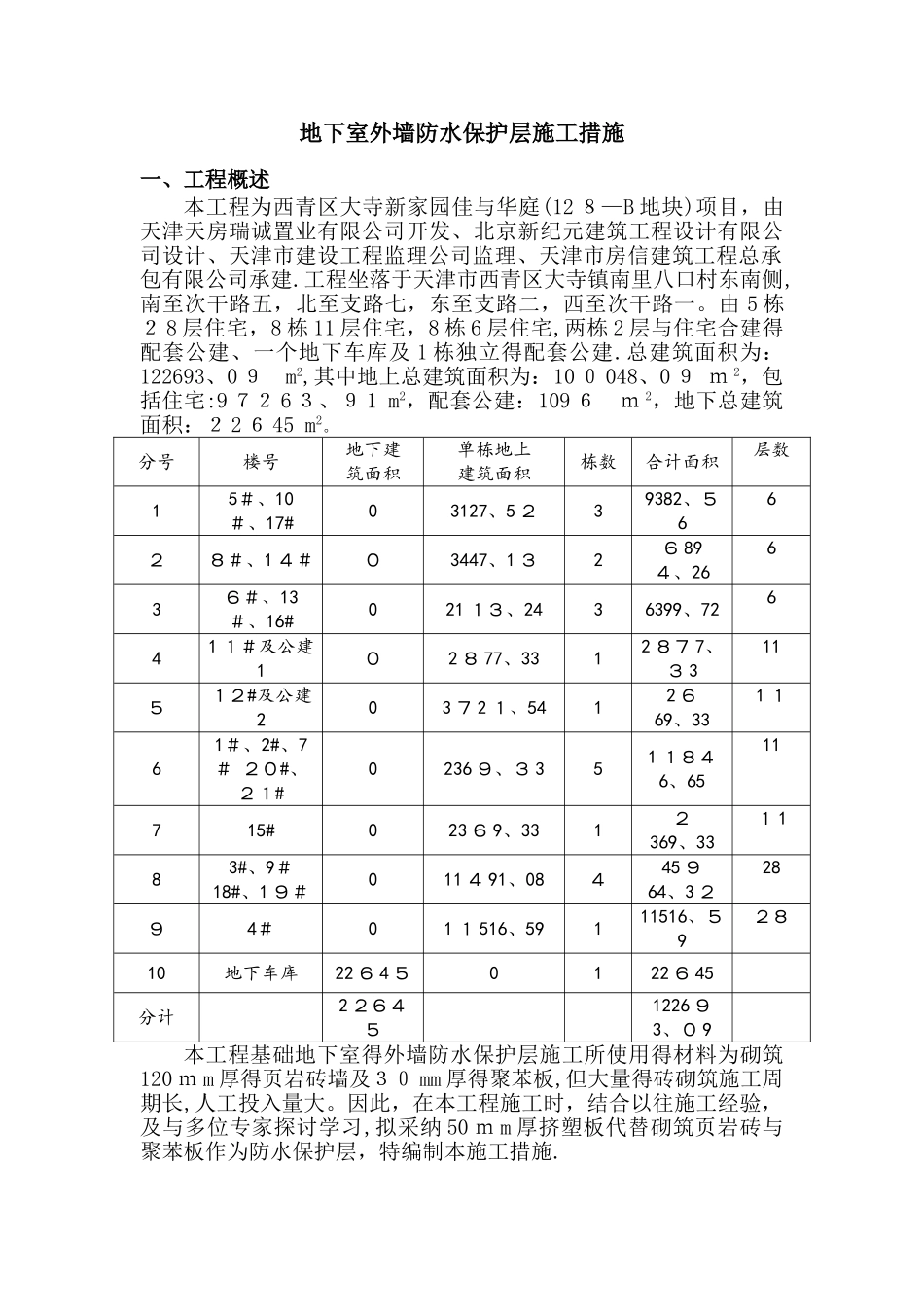 地下室外墙防水保护层挤塑板施工措施_第1页