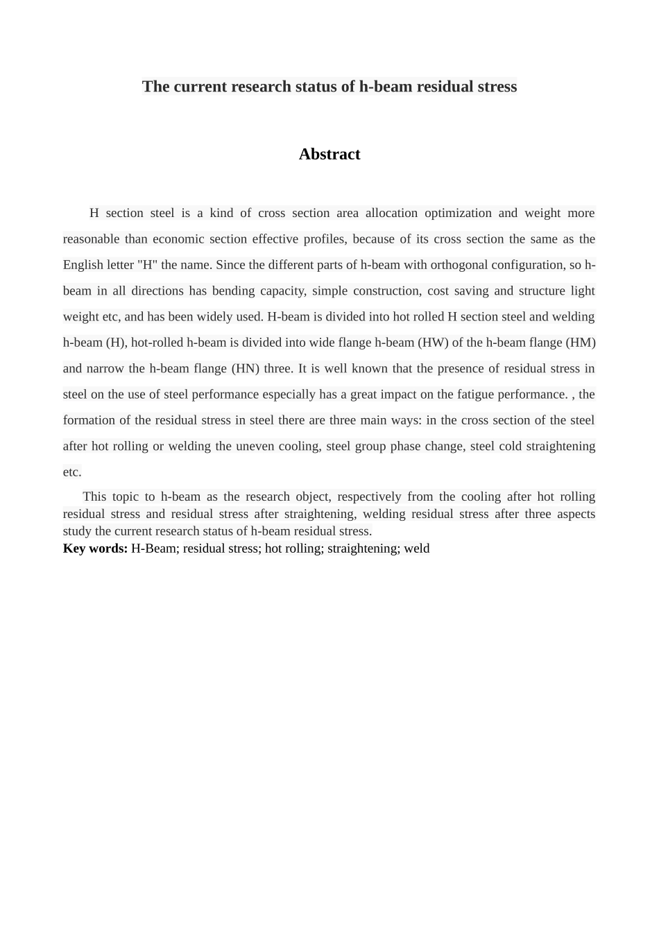 型h钢残余应力的研究现状论文--大学毕设论文_第3页