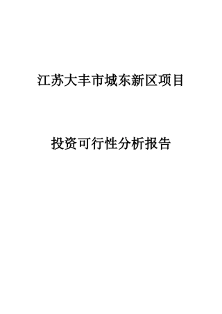 城市投资项目可行性分析报告