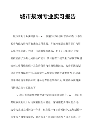 城市规划专业实习报告