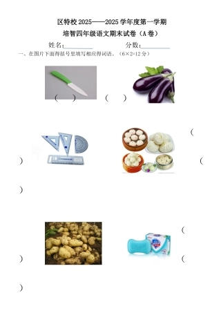 培智四年级语文试卷
