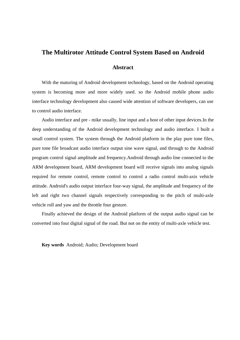 基于Android手机的多轴飞行器姿态控制系统本科毕业论文设计_第2页